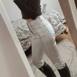 Free People: Women's Oracle Metallic Low-Rise Skinny Jeans